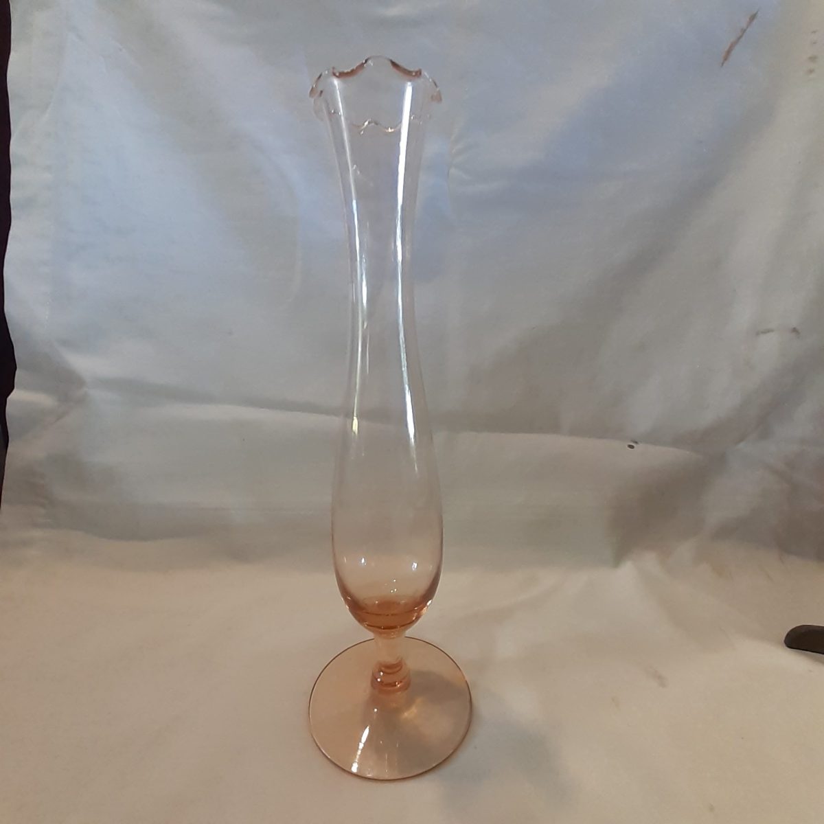 Glass Speciman vase  - tall apricot glass vintage - 25 cms