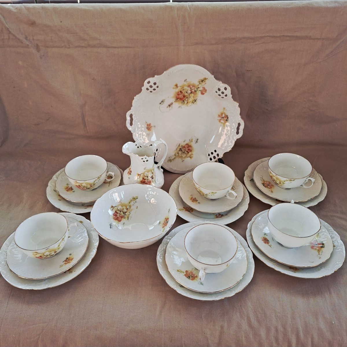 BRC Germany antique tea set Circa 1898-1903 Moliere - 6 trios tea plate jug and bowl