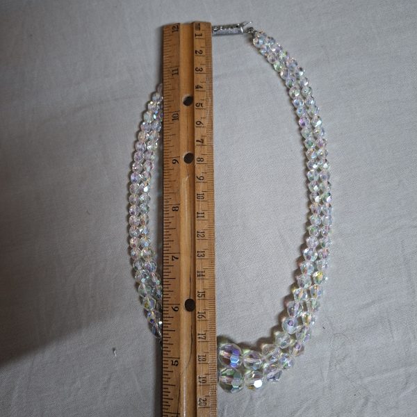 Crystal glass necklace - 2 strands - faceted irridescent - Image 5