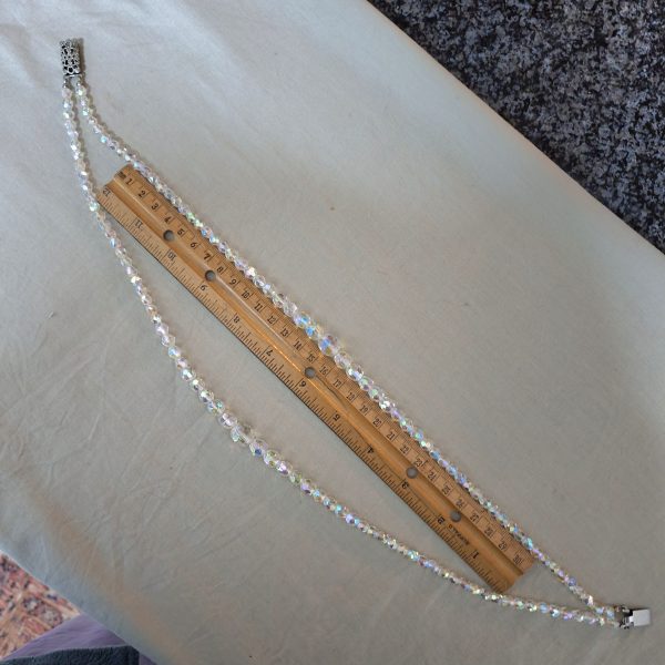 Crystal glass necklace - 2 strands - faceted irridescent - Image 4