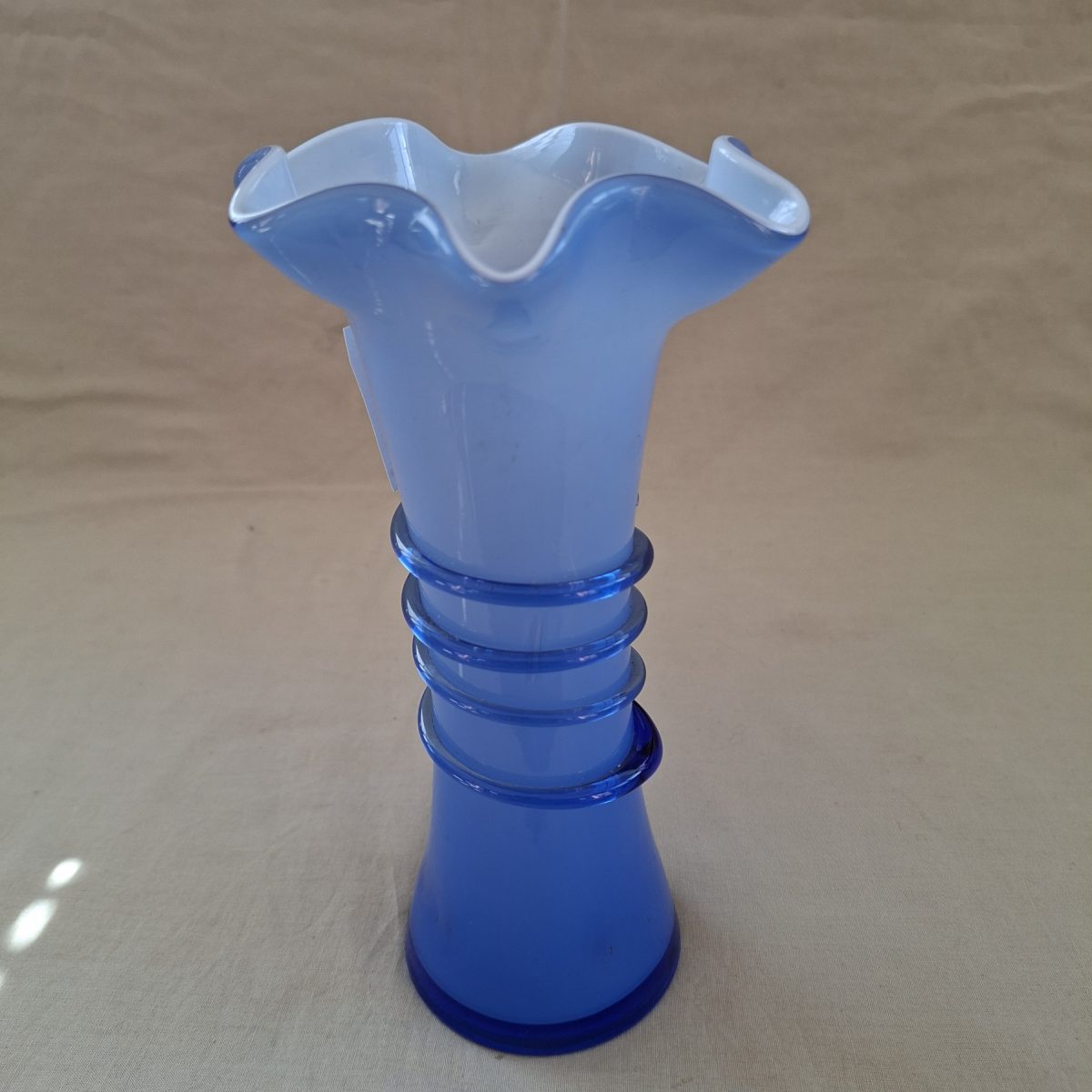 Blue Vase - Cased Glass - European, Murano? Czech Opaline Glass Cobalt Blue