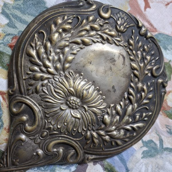 Epns Hand Mirror Victorian? Nouveau? Embossed.  Good bevelled mirror. - Image 5