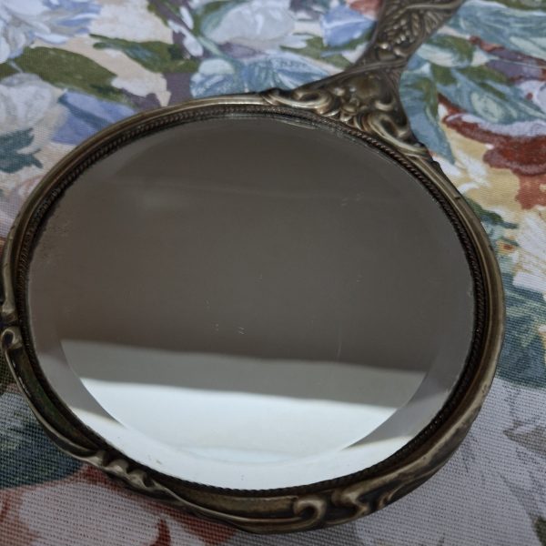 Epns Hand Mirror Victorian? Nouveau? Embossed.  Good bevelled mirror. - Image 2