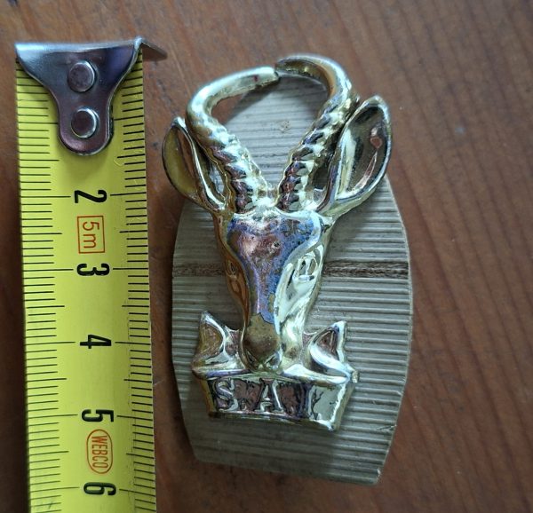 Lg SA1 springbok badge.  Screw on brass back - Image 3