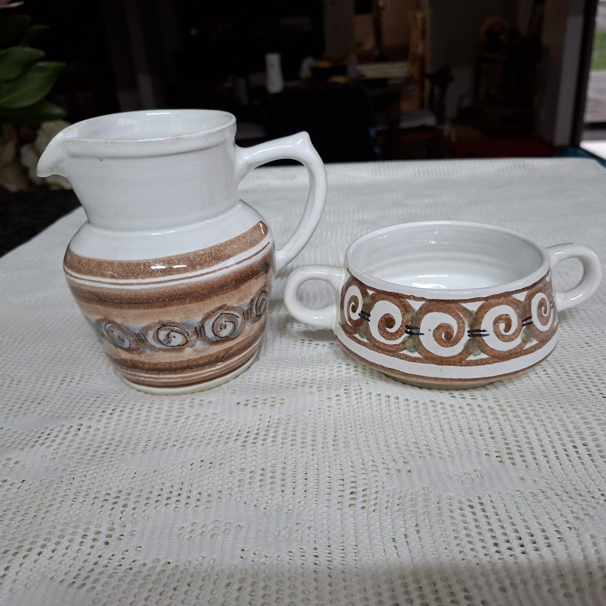 RSA pottery - The Old Jar Benoni -  Jug and two handled bowl - hand painted Italian influence