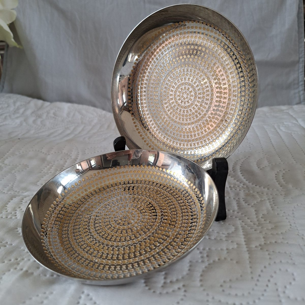 2 german SS bowls, wine coasters, trinket bowls - vintage WMF 1970's - Cromargan