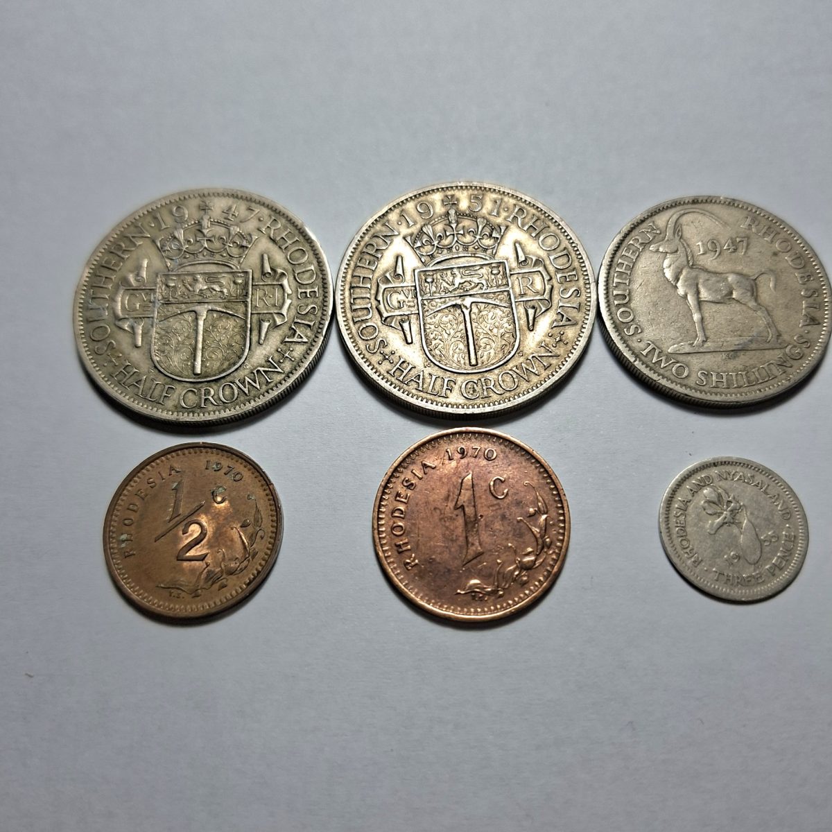 6 southern rhodesia and rhodesia and nyasaland coins