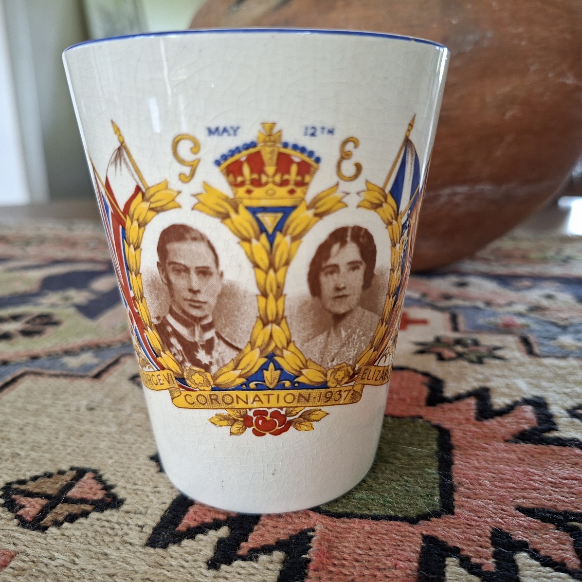 Coronation Tumbler 1937 George V1 and Queen Elizabeth - Emperor of India King of the Dominions