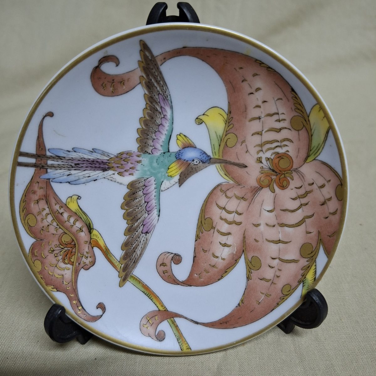 Hutschenreuther wall plate Humming bird  - approx 11 cm dia -  collectible