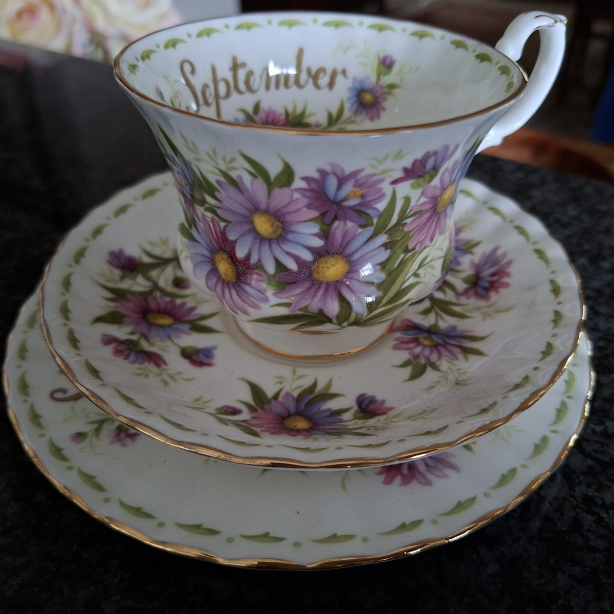 Royal Albert trio September flower of the month Michaelmas Daisy  second of 2 trios
