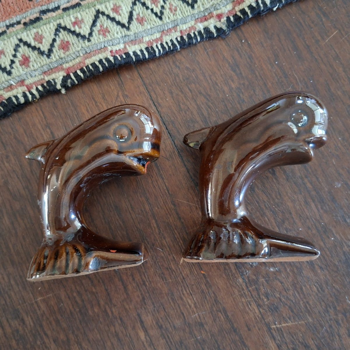 Ceramic whale salt and pepper set - condiment shakers