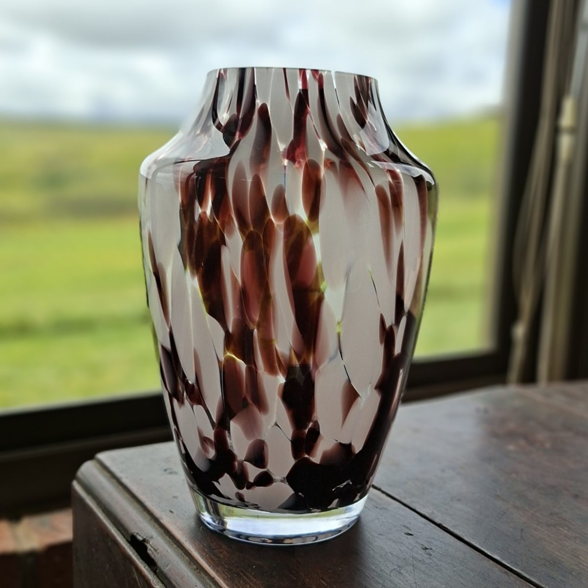 Art glass vase - hand blown cased glass vase 25cms tall