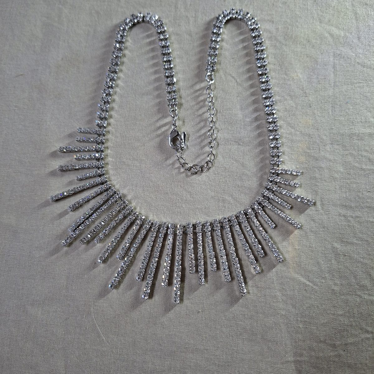 Diamante rhinestone fringe necklace - sparkly
