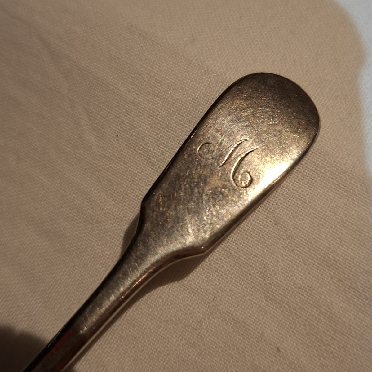 Mustard spoon M monogram Quality A EP and makers mark - cutlery