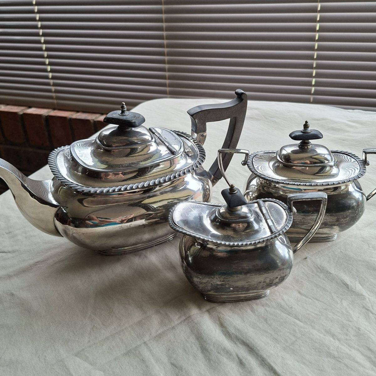 EPNS Walker and Hall Tea Set - tea pot, sugar basin and jug - early 1900's