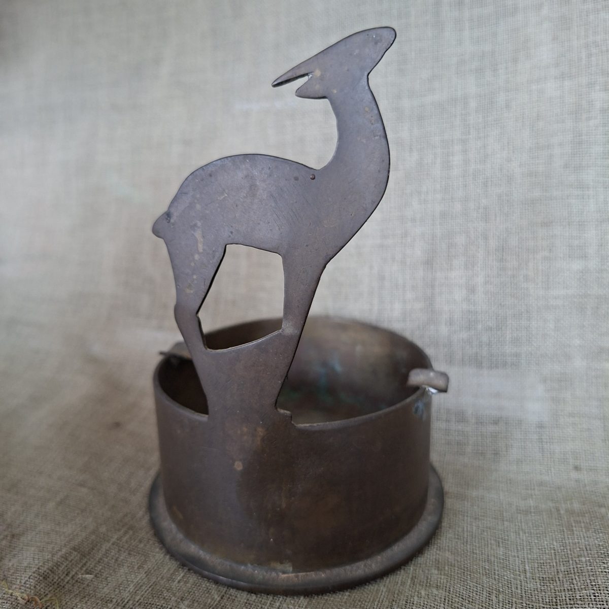 WW11 Trench Art - springbok ashtray from artiliary shell - North African campaigns?