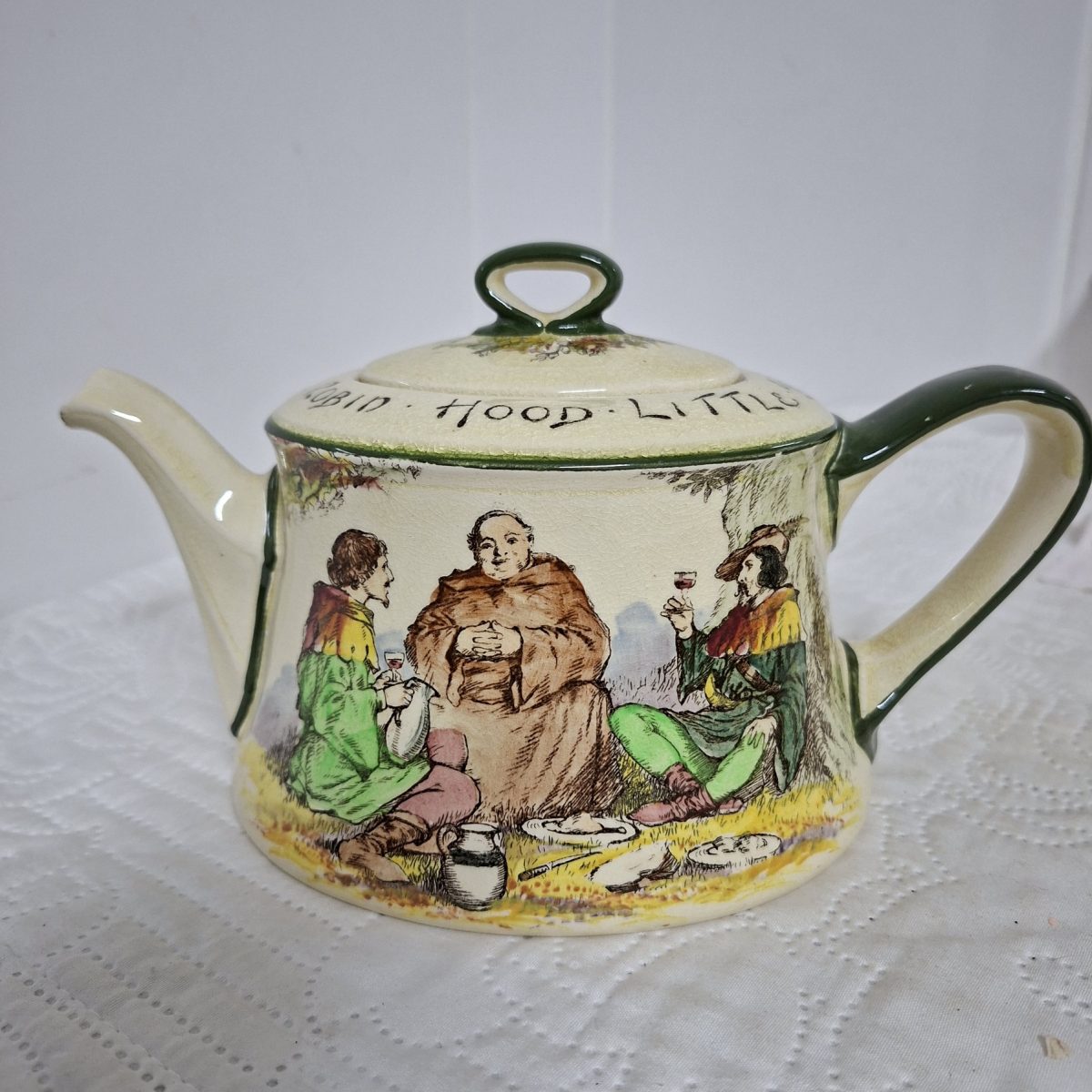 Royal Doulton tea pot - Under the Greenwood Tree Robin Hood series Little John and Friar Tuck