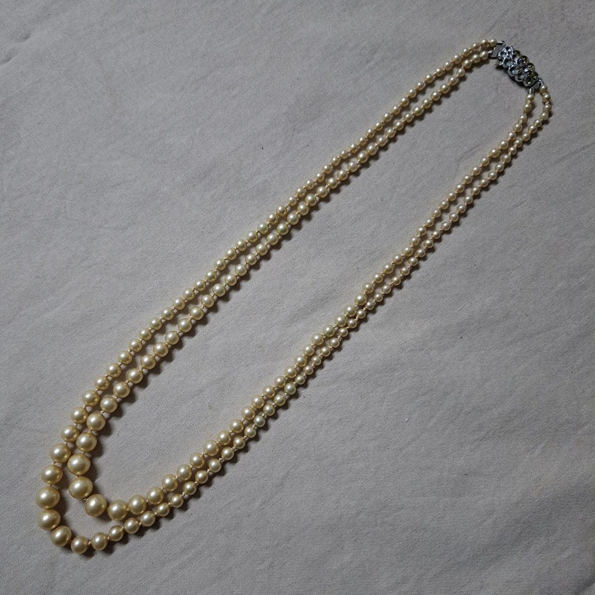 Two strand faux pearl necklace.   Good quality