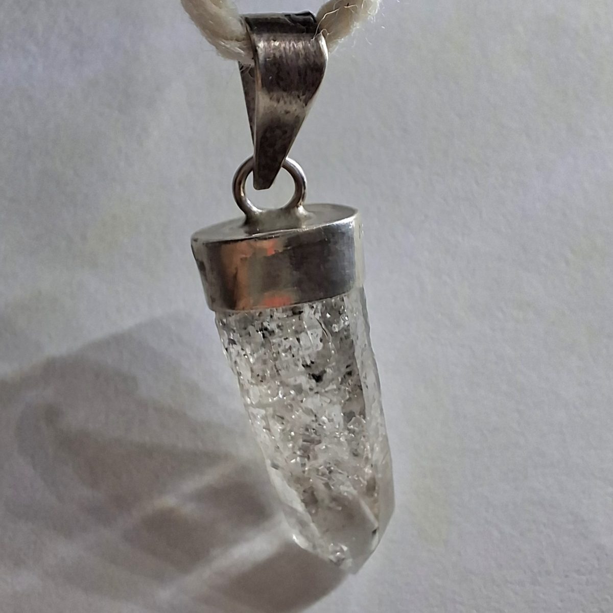 Quartz Crystal Point mounted on Stirling silver