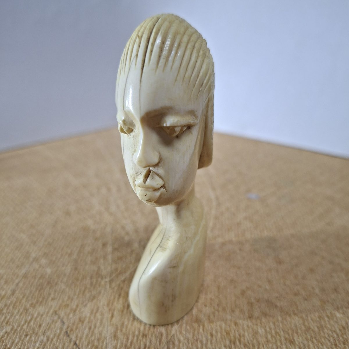 Carved african bust - bone 9cms tall lovely patina