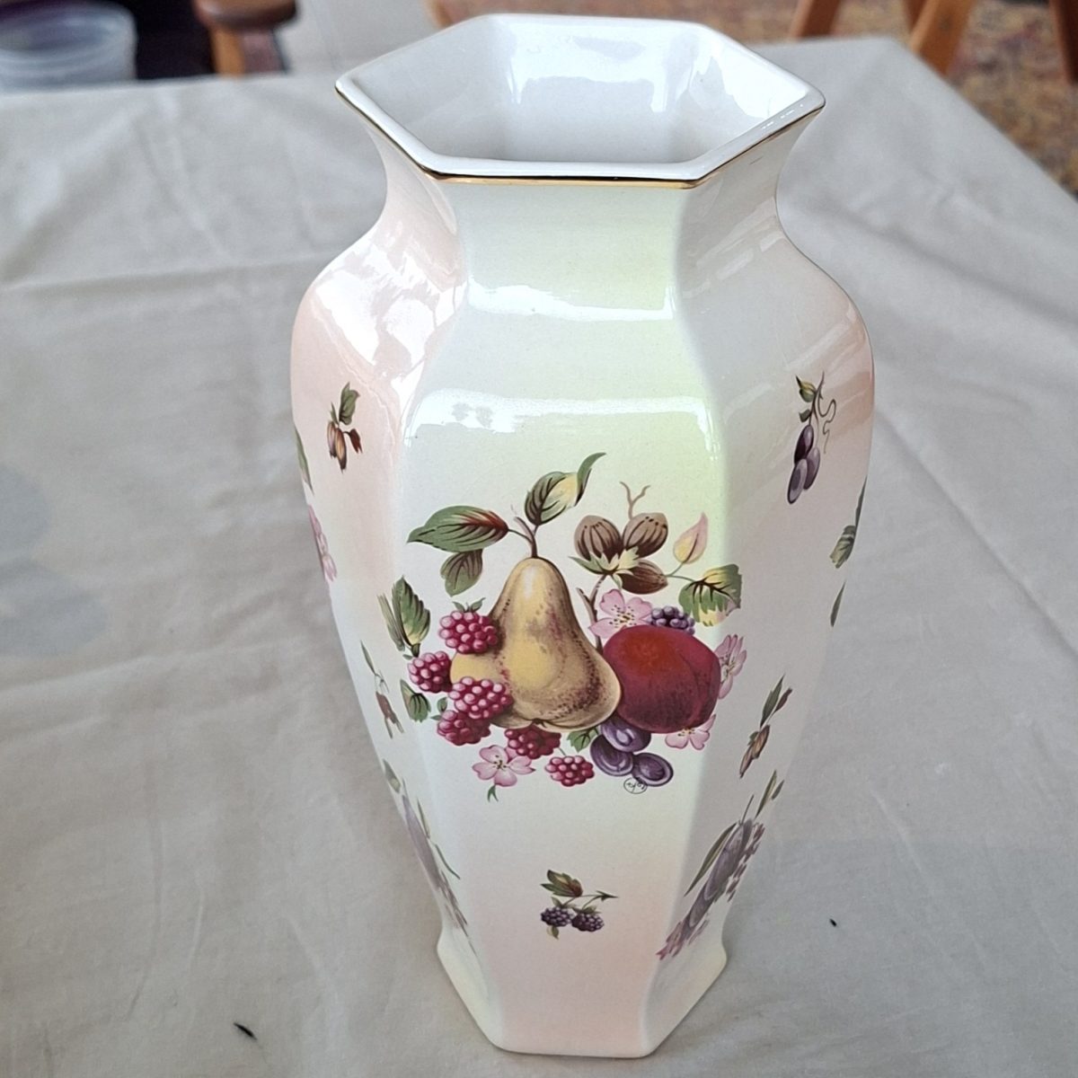 Royal Worcester vase Palissy - fruit design.  23 cms tall