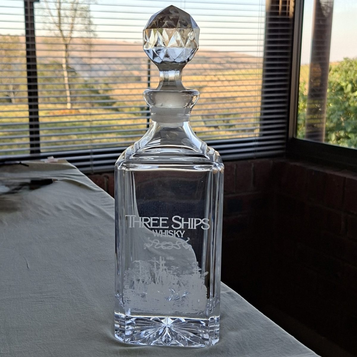 Three ships whisky decanter - etched