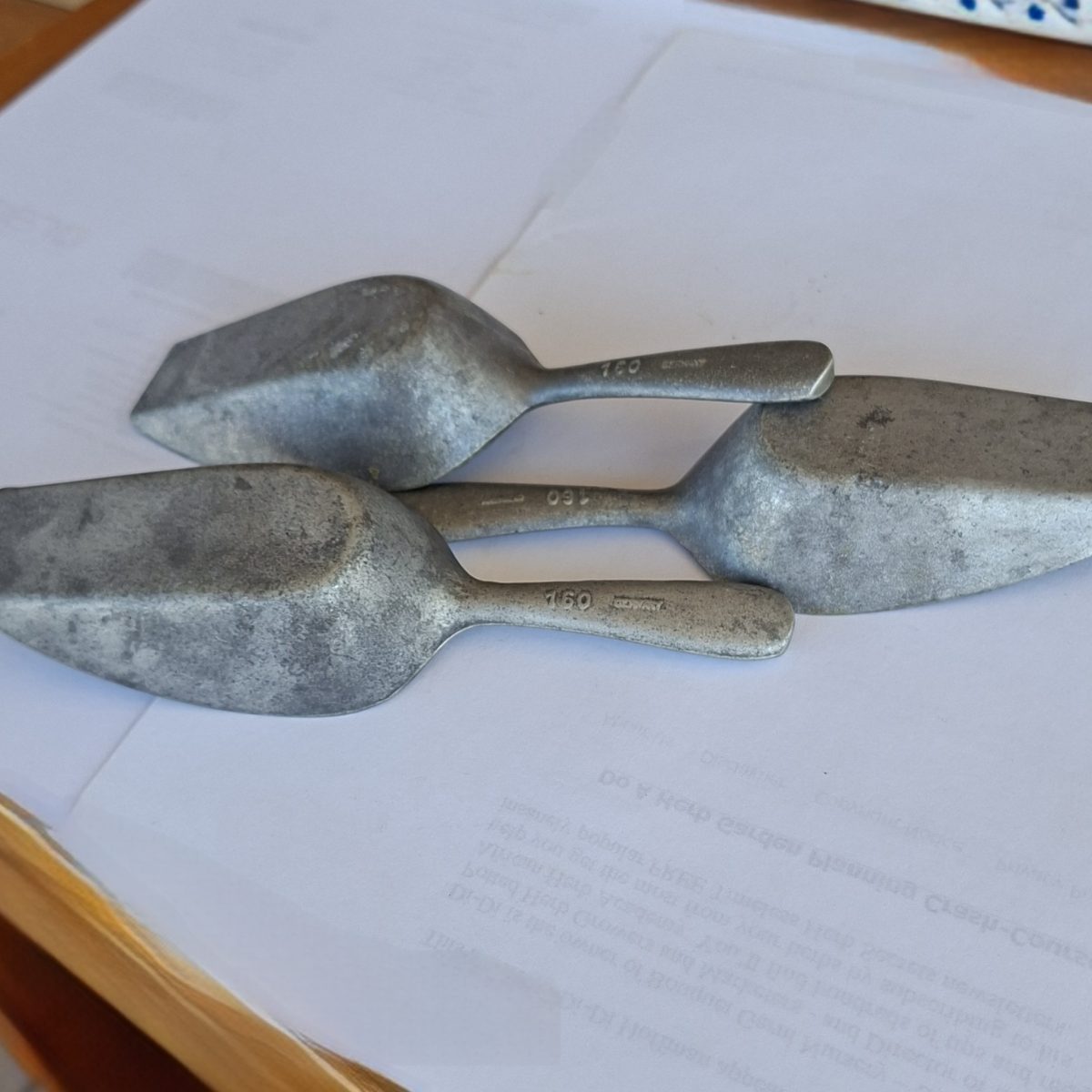 3 vintage kitchen meal scoops - kitchenalia  approx 16 cms