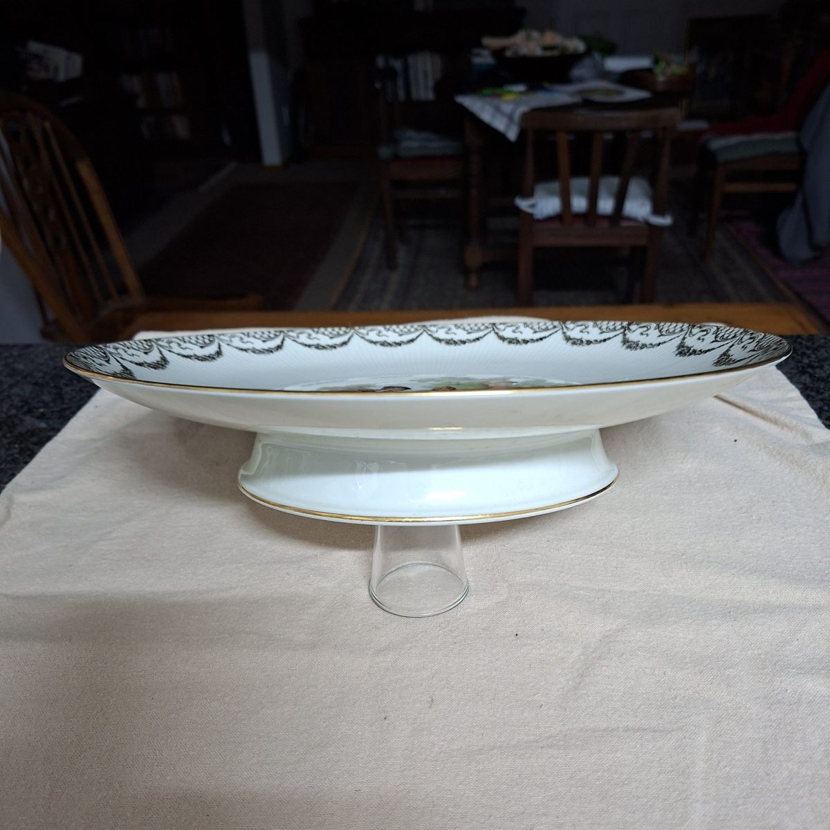 Bavaria Porcelain Compote Fruit bowl with Fragonard romantic image Western Germany JKW