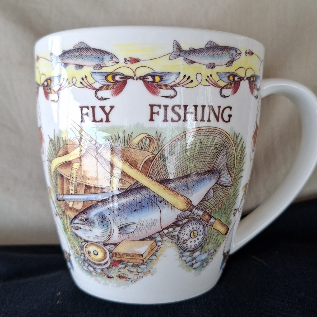 Large Dads fly fishing coffee tea mug - fine china