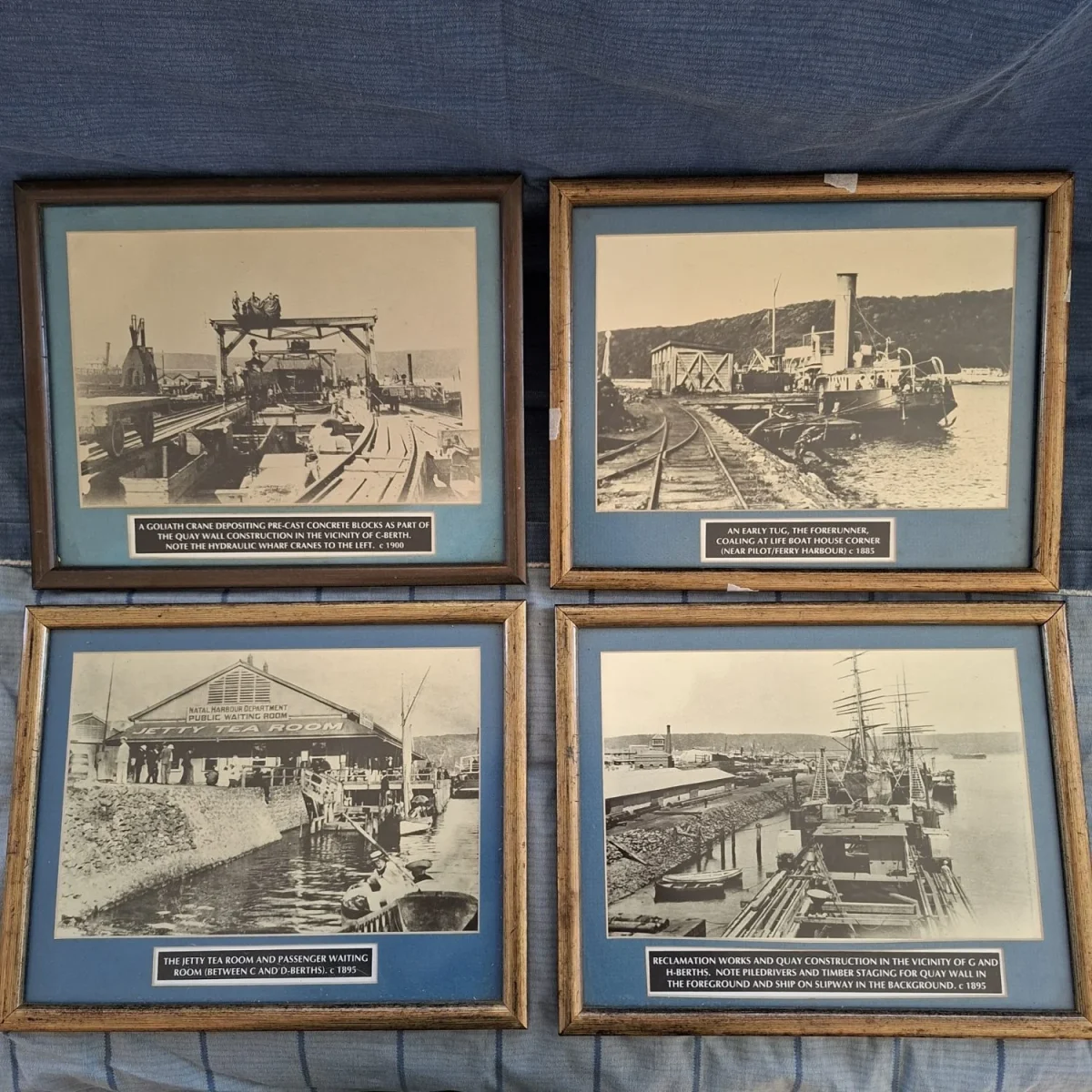 4 Durban Harbour silver bromide black and white photographs - Shipping Historical "Forerunner" steam powered paddle tug