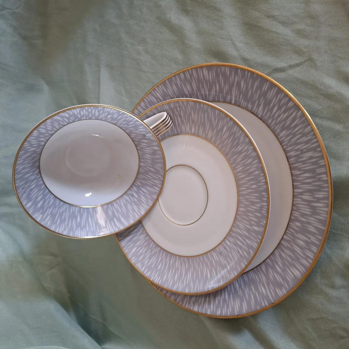 Hutschreuther germany tea trio - Grey gold and white