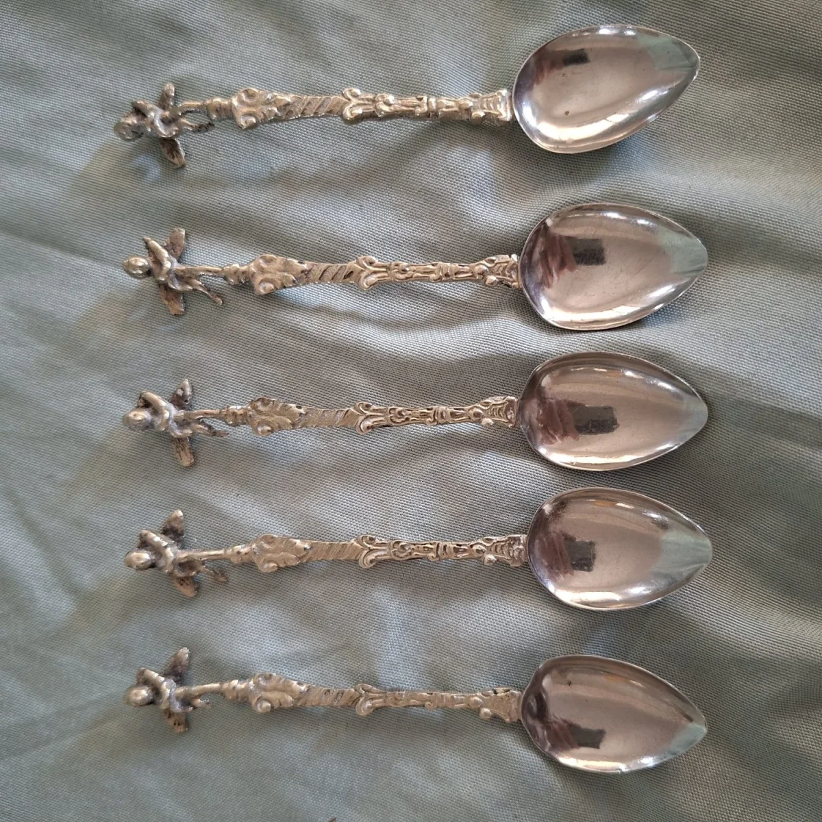 5 teaspoons ornate with cherubs angels