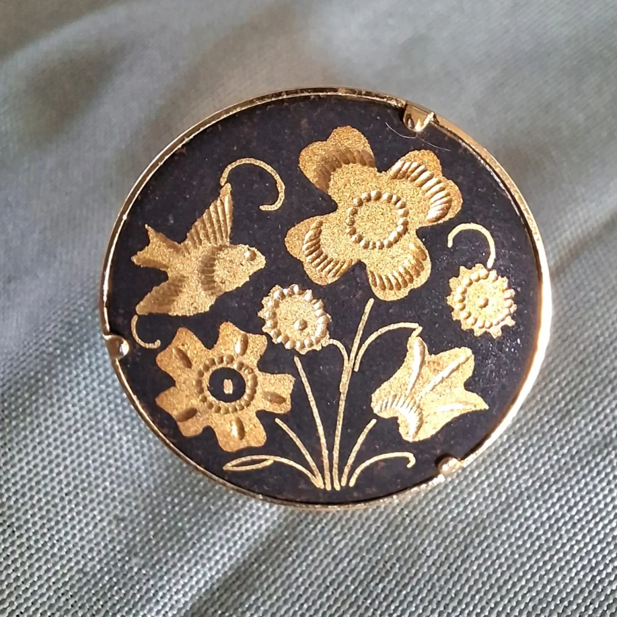 Vintage Damascene Brooch