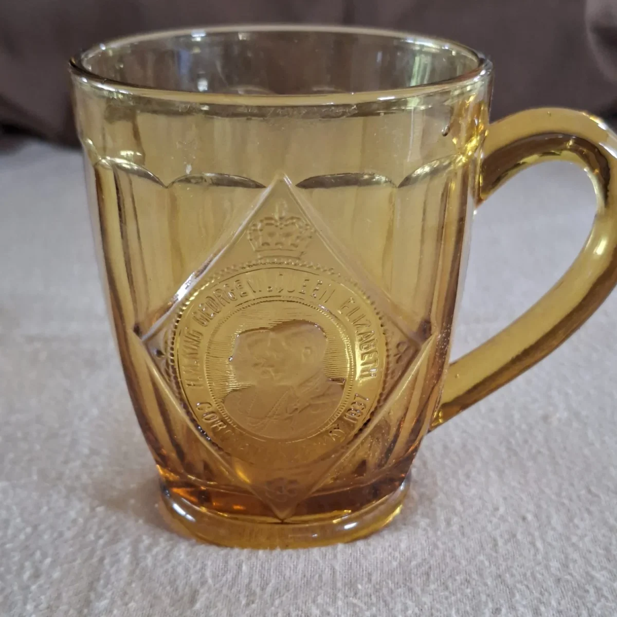 Royalty mug - Sowerby Glass - Coronation King George V1 and Eliz 11