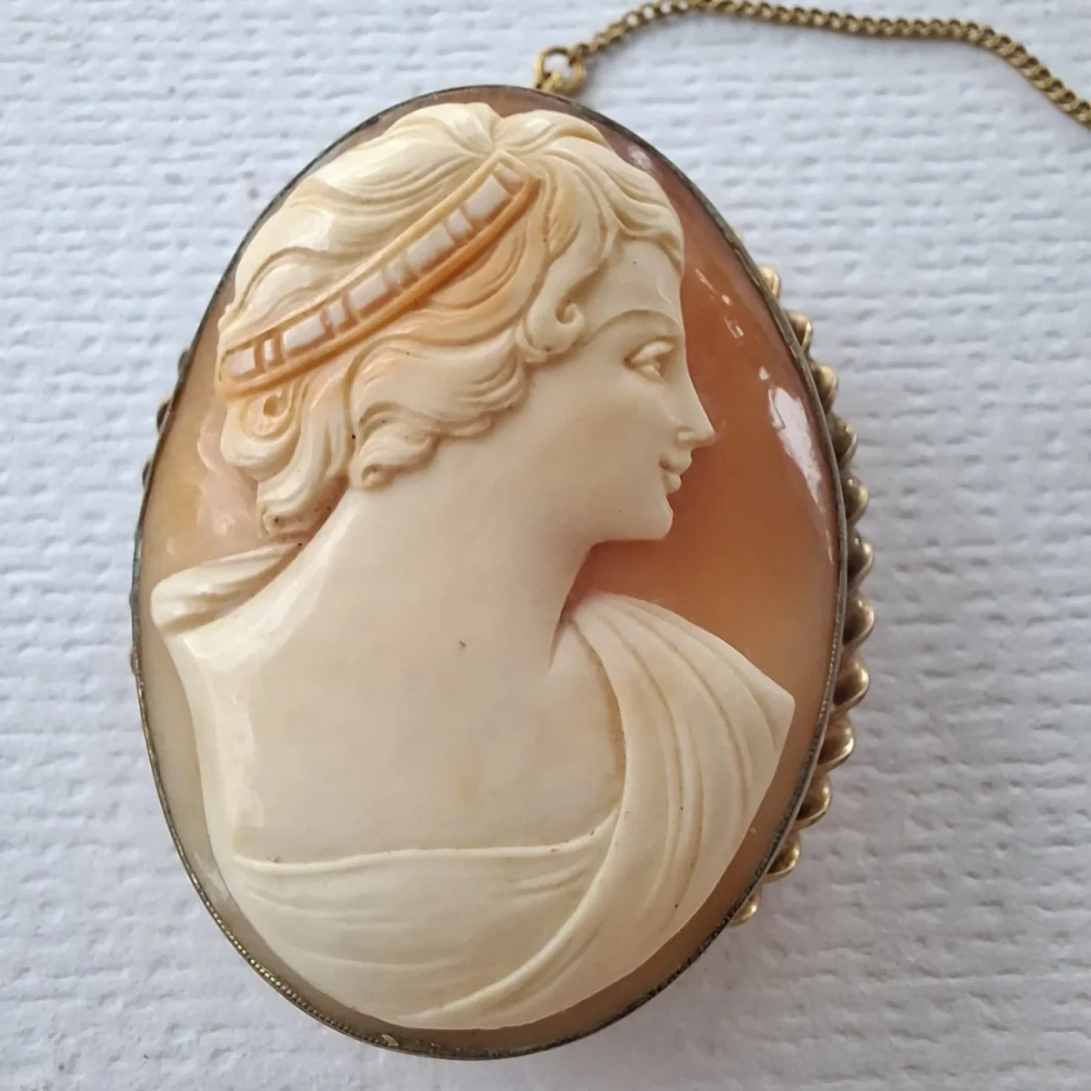 Shell Cameo in gilt setting - pendant or brooch